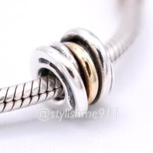 Authentic PANDORA Sterling Silver and 14K Gold Ring Cluster Bead - 790153